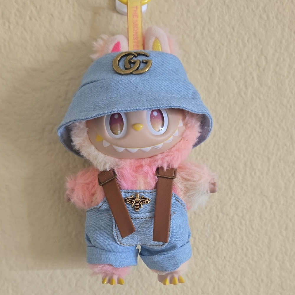 Labubu Clothes - Luxury Denim Overalls With Matching Bucket Hat
